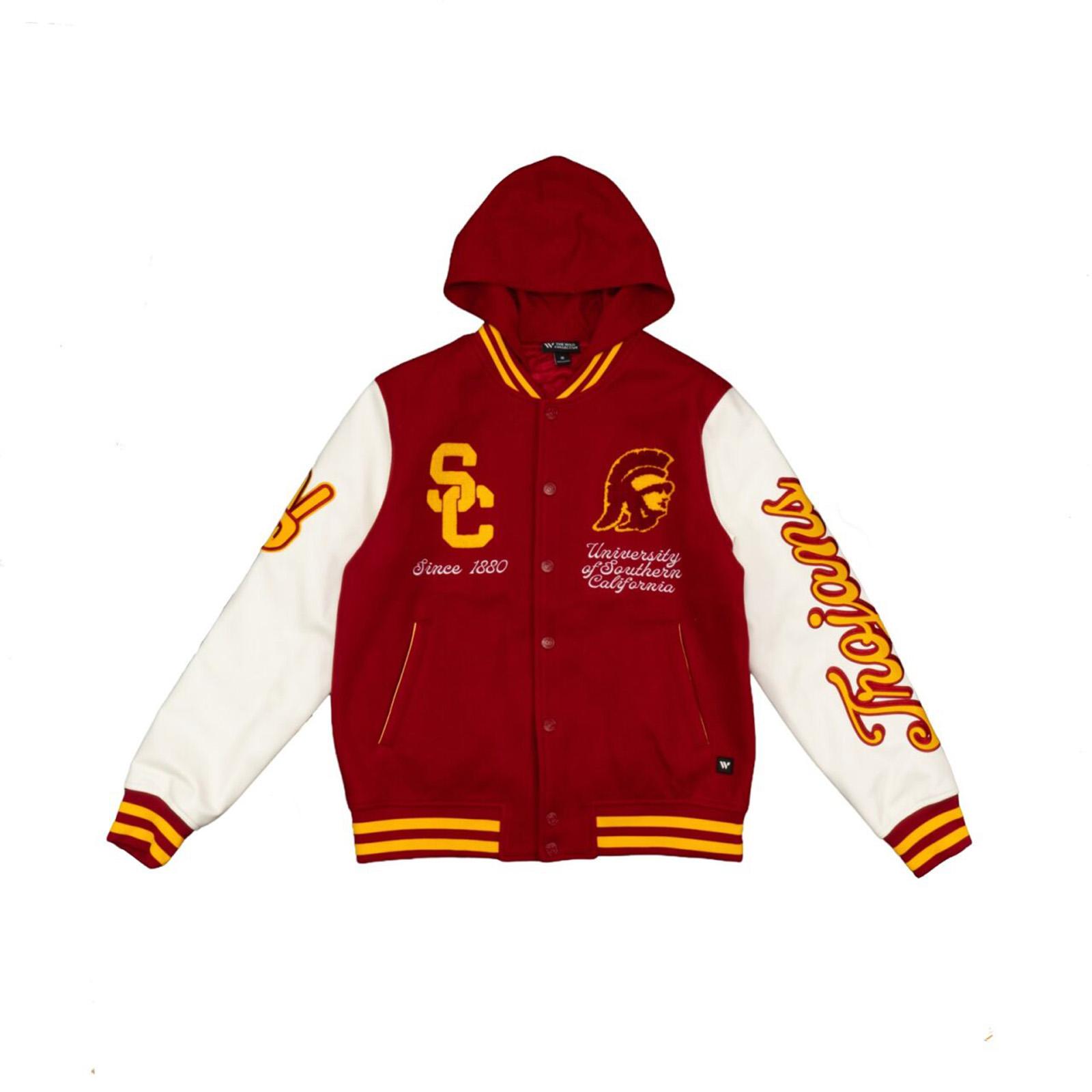 USC Trojans Unisex Cardinal SC Interlock Hooded Varsity Jacket